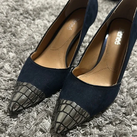 Women's Black Pumps with Silver Accents - Picture 2 of 8